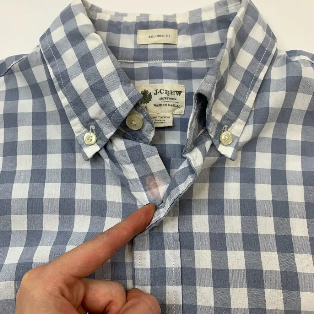 J.Crew Tailored Fit Shirt Men XS Extra Small Gingham Check Button Up *READ